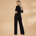 Women’s Jumpsuit with Wide Legs and Tie Belt
