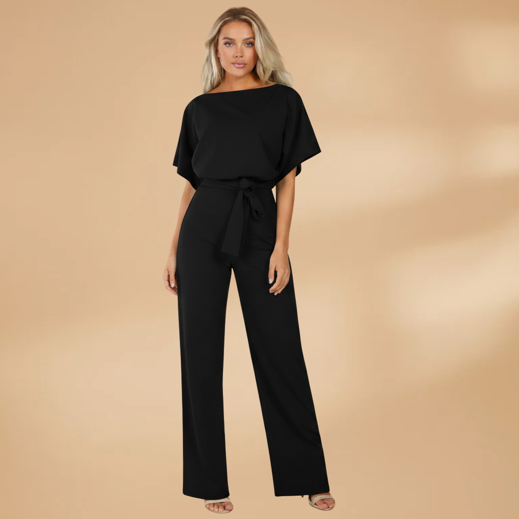 Women’s Jumpsuit with Wide Legs and Tie Belt