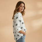 Women’s Long-Sleeve Blouse with Polka Dot Pattern