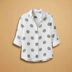 Women’s Long-Sleeve Blouse with Polka Dot Pattern