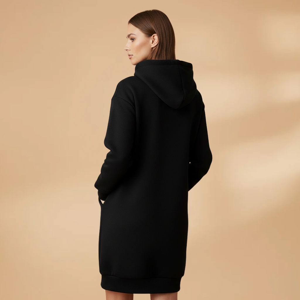 Women’s Long Sleeve Hooded Dress with Loose Fit for Casual Wear