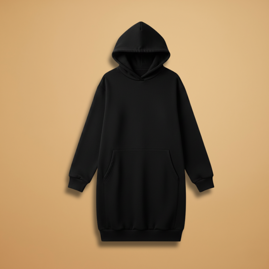 Women’s Long Sleeve Hooded Dress with Loose Fit for Casual Wear