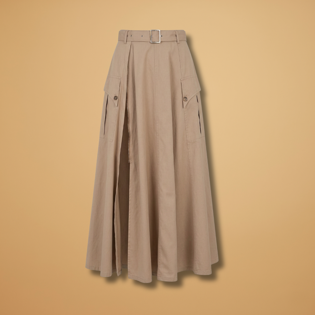 Women's Maxi Skirt with High Split and Side Pockets