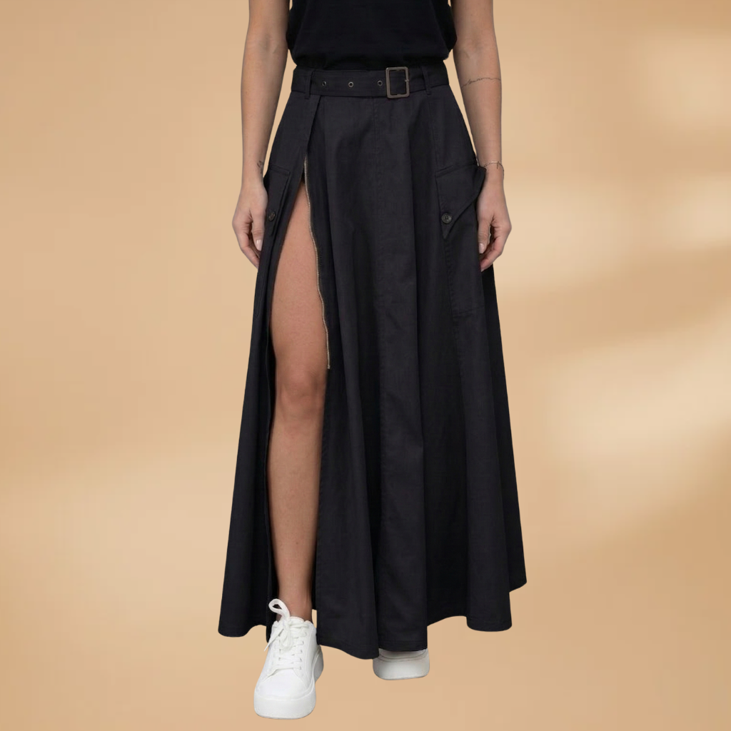 Women's Maxi Skirt with High Split and Side Pockets