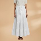 Women's Maxi Skirt with Ruffle Layers and Adjustable Waist