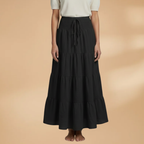 Women's Maxi Skirt with Ruffle Layers and Adjustable Waist