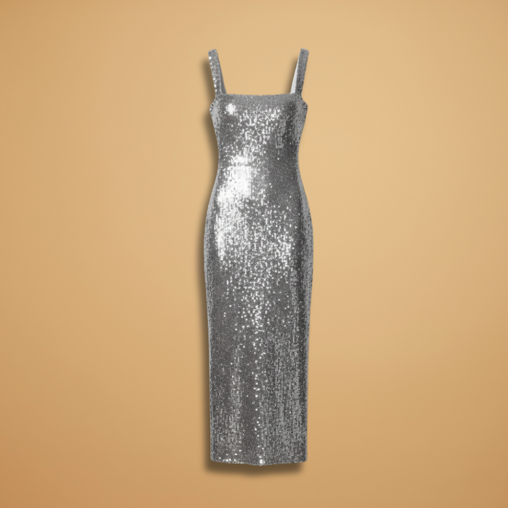 Women’s Sequin Evening Dress with Elegant Neckline
