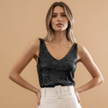 Women’s Sequin Top with V Neckline
