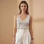 Women’s Sequin Top with V Neckline