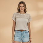 Women's Short-Sleeved T‑Shirt with Hollow Detail