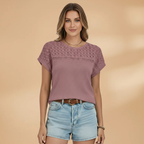 Women's Short-Sleeved T‑Shirt with Hollow Detail