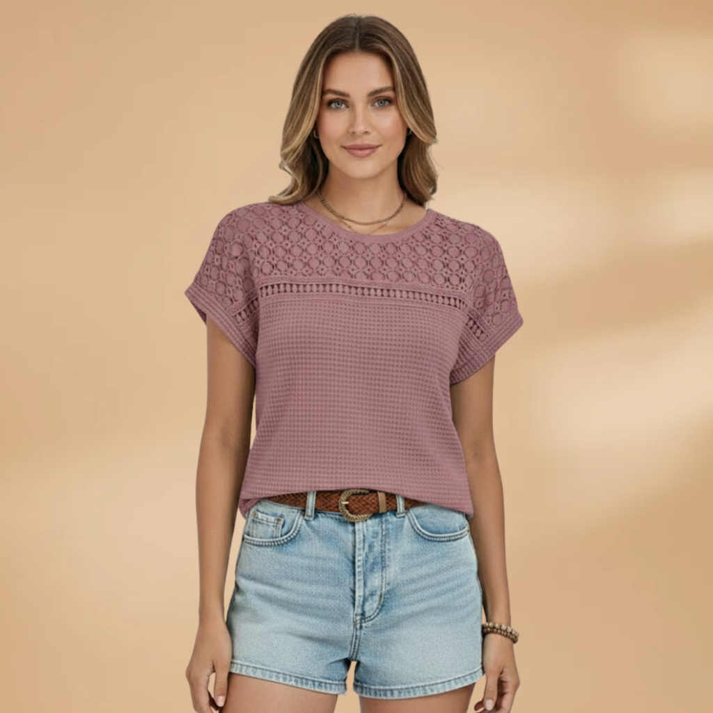 Women's Short-Sleeved T‑Shirt with Hollow Detail