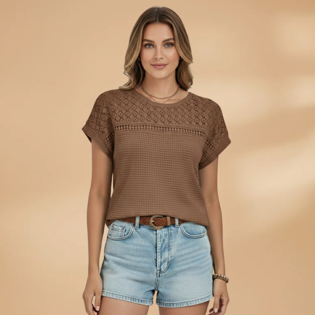 Women's Short-Sleeved T‑Shirt with Hollow Detail