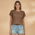 Women's Short-Sleeved T‑Shirt with Hollow Detail