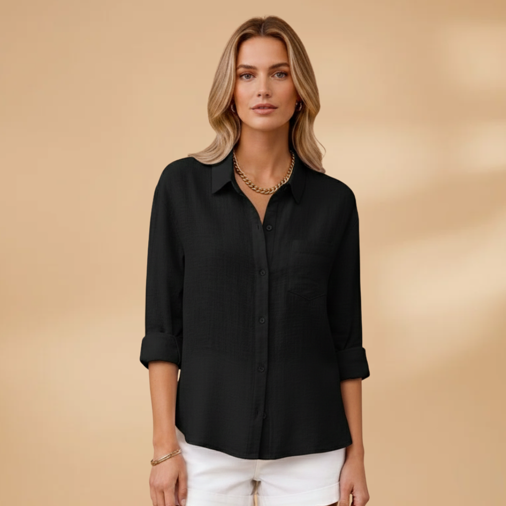 Women's Short Sleeve Blouse with Button Placket for Summer Wear