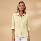 Women's Short Sleeve Blouse with Button Placket for Summer Wear