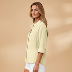 Women's Short Sleeve Blouse with Button Placket for Summer Wear