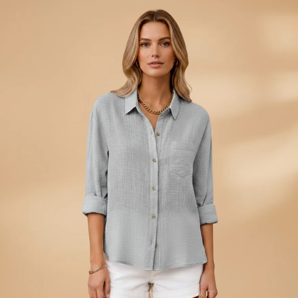 Women's Short Sleeve Blouse with Button Placket for Summer Wear