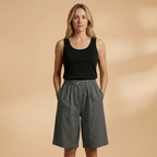 Women's Shorts with Elasticated Waistband and Tapered Legs