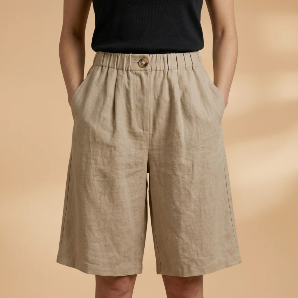 Women's Shorts with Elasticated Waistband and Tapered Legs