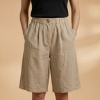 Women's Shorts with Elasticated Waistband and Tapered Legs