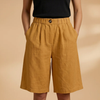 Women's Shorts with Elasticated Waistband and Tapered Legs