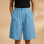 Women's Shorts with Elasticated Waistband and Tapered Legs