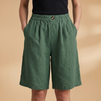 Women's Shorts with Elasticated Waistband and Tapered Legs