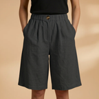 Women's Shorts with Elasticated Waistband and Tapered Legs