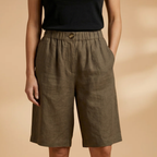 Women's Shorts with Elasticated Waistband and Tapered Legs