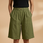 Women's Shorts with Elasticated Waistband and Tapered Legs