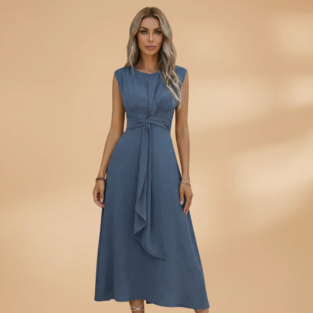 Women's Sleeveless Maxi Dress with Round Neck and Comfortable Fit