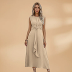 Women's Sleeveless Maxi Dress with Round Neck and Comfortable Fit