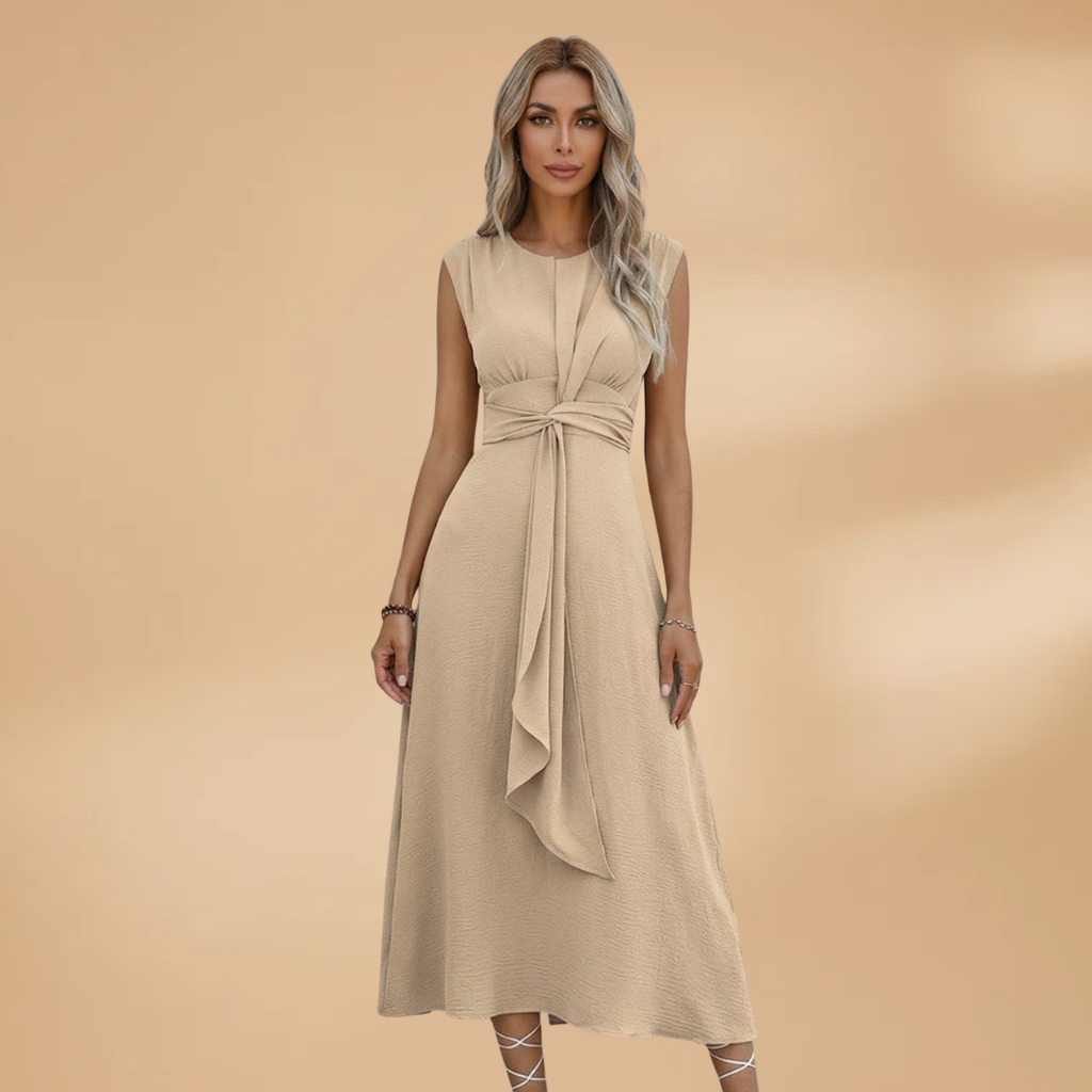 Women's Sleeveless Maxi Dress with Round Neck and Comfortable Fit