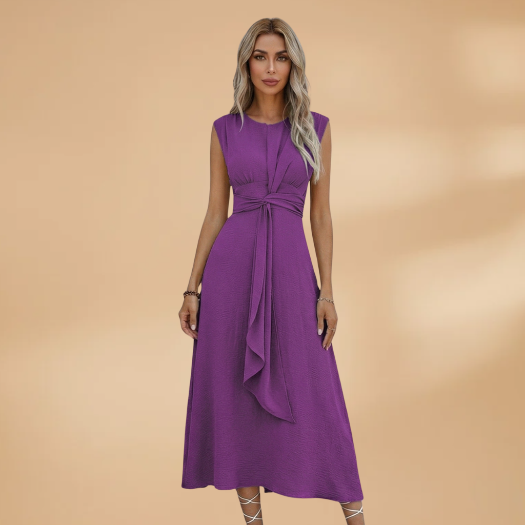 Women's Sleeveless Maxi Dress with Round Neck and Comfortable Fit