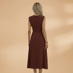 Women's Sleeveless Maxi Dress with Round Neck and Comfortable Fit