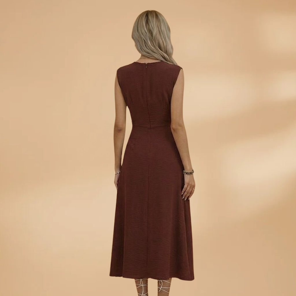 Women's Sleeveless Maxi Dress with Round Neck and Comfortable Fit