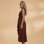 Women's Sleeveless Maxi Dress with Round Neck and Comfortable Fit