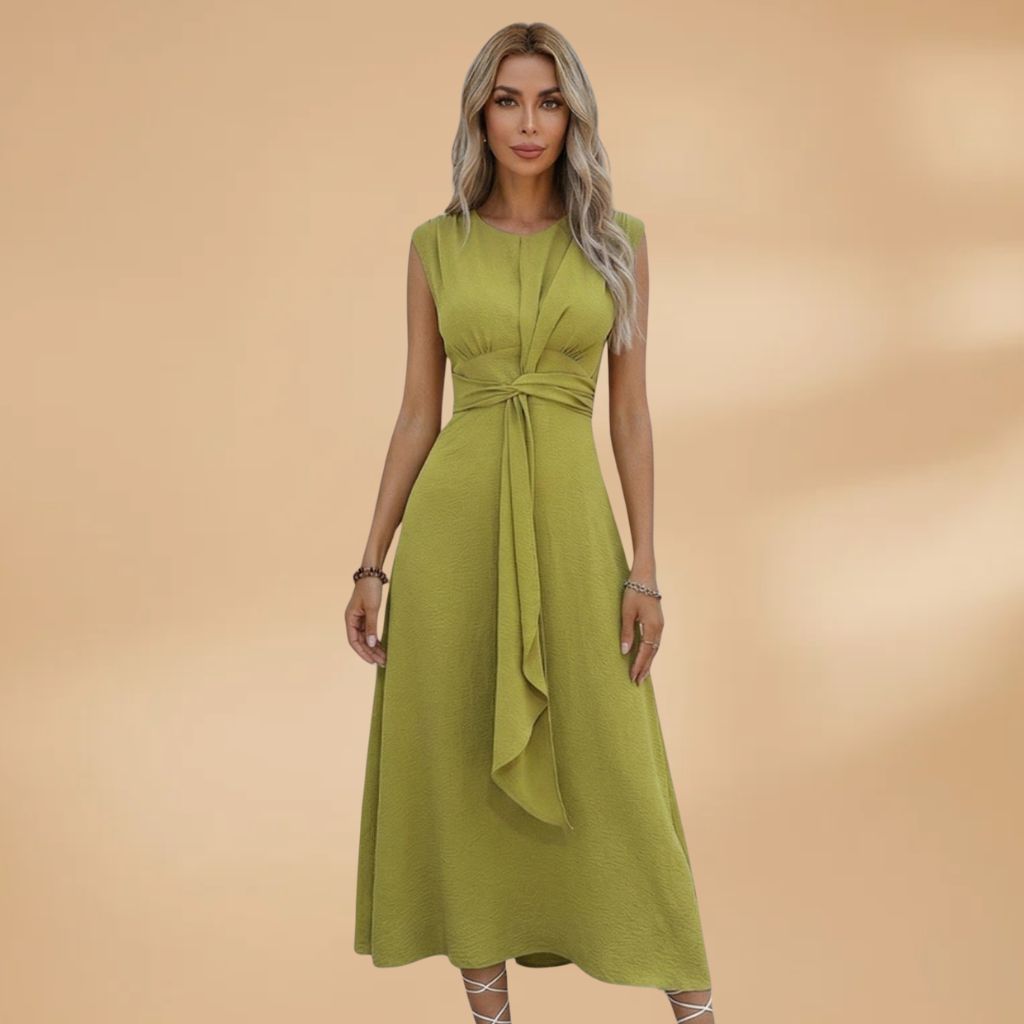 Women's Sleeveless Maxi Dress with Round Neck and Comfortable Fit