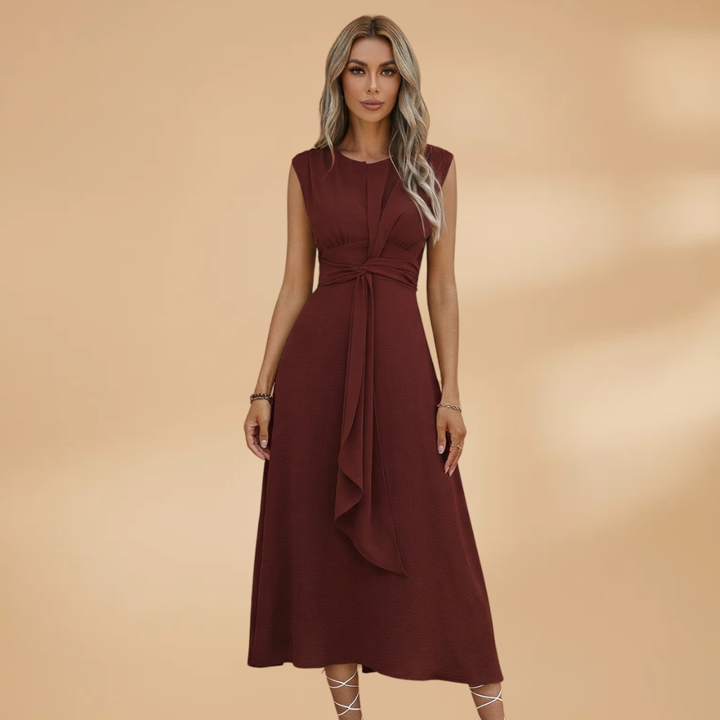 Women's Sleeveless Maxi Dress with Round Neck and Comfortable Fit