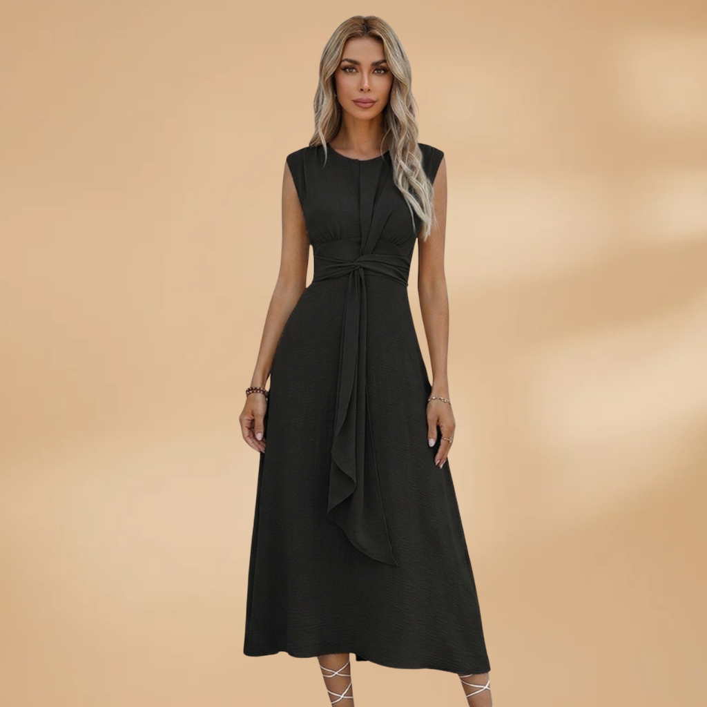 Women's Sleeveless Maxi Dress with Round Neck and Comfortable Fit