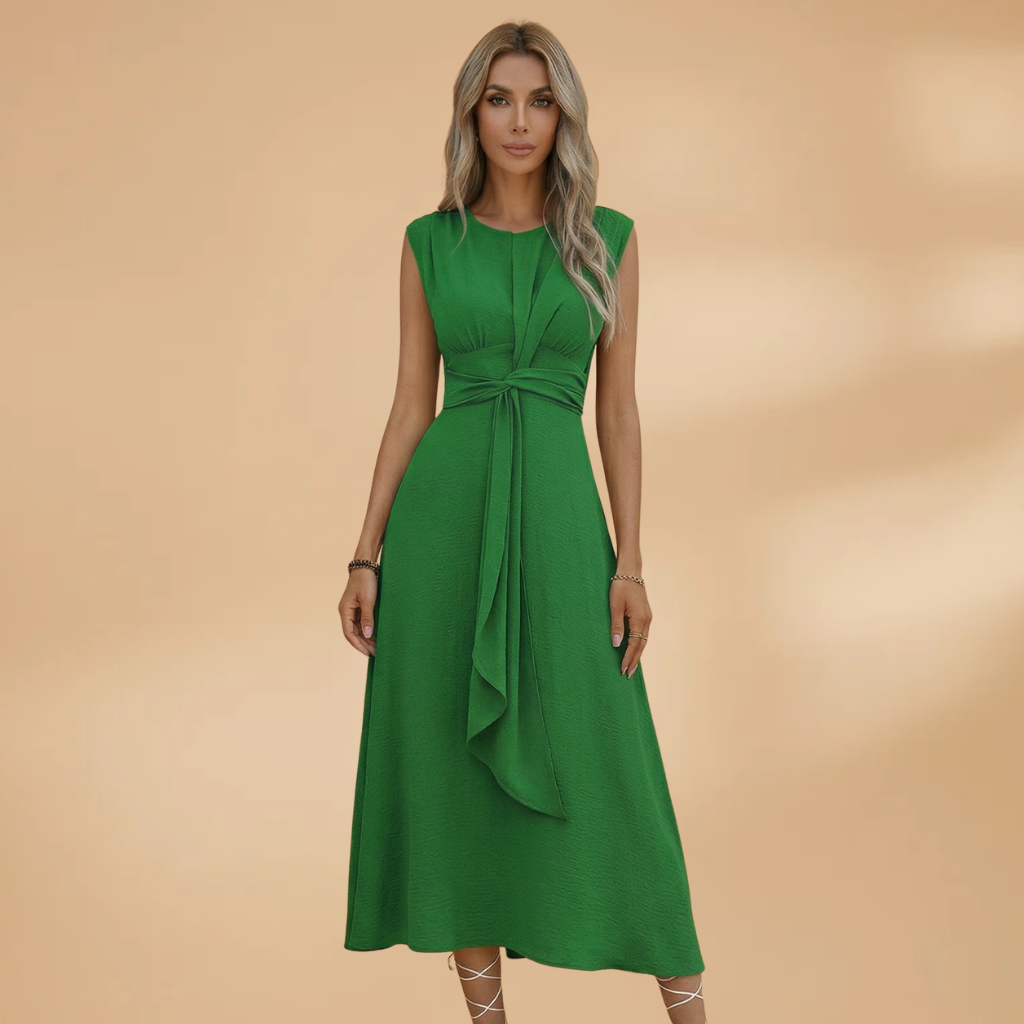 Women's Sleeveless Maxi Dress with Round Neck and Comfortable Fit