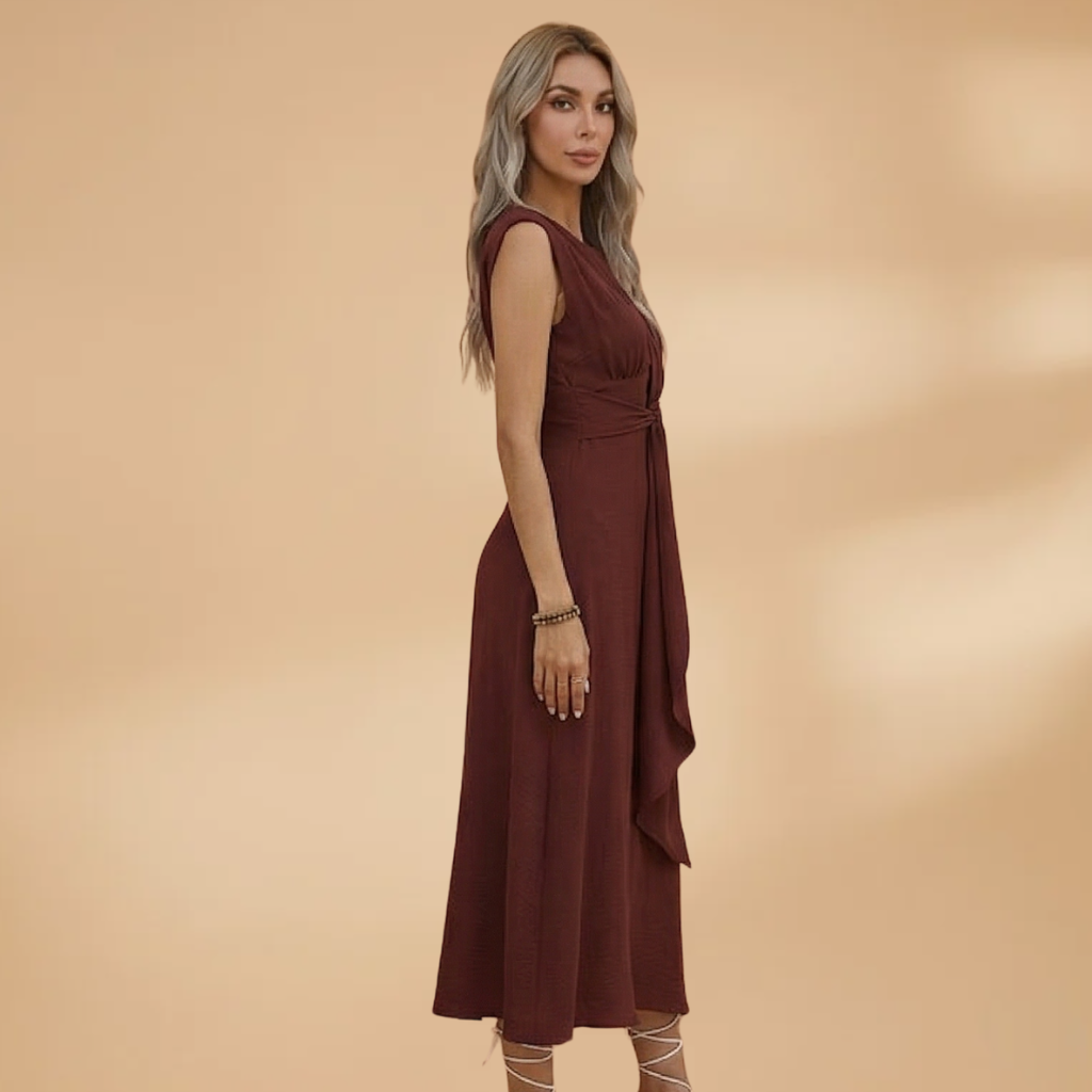 Women's Sleeveless Maxi Dress with Round Neck and Comfortable Fit