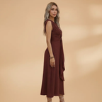 Women's Sleeveless Maxi Dress with Round Neck and Comfortable Fit