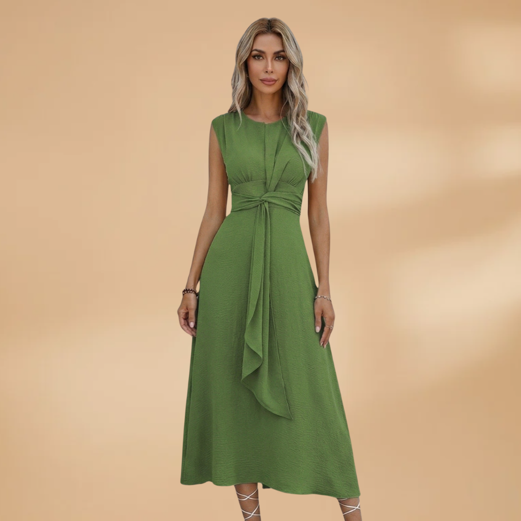 Women's Sleeveless Maxi Dress with Round Neck and Comfortable Fit