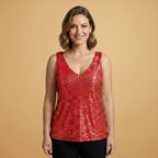 Women’s Sleeveless Top with Sequins and Lightweight Design
