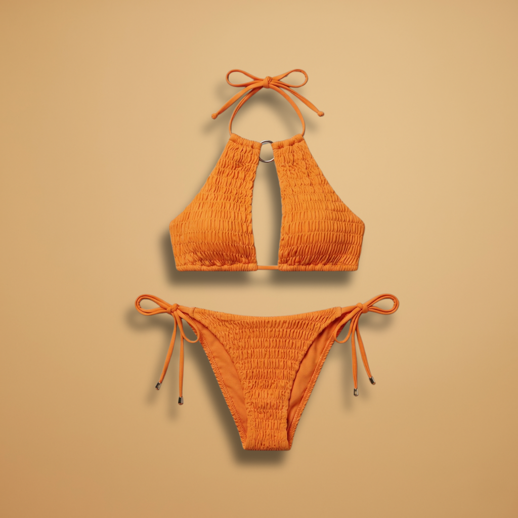 Women’s Summer Halter Bikini Set with Low-Cut Bikini Bottoms