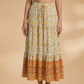 Women's Summer Skirt with Floral Pattern and Elasticated Waistband