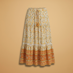 Women's Summer Skirt with Floral Pattern and Elasticated Waistband