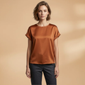 Women's T-shirt with Round Neck and Turned-Up Sleeves